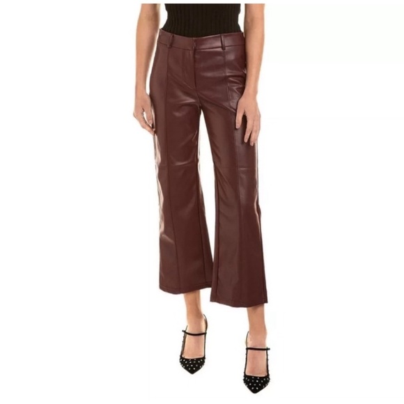 Avec Les Filles Pants - Avec Les Filles Maroon Cropped Leather Pants